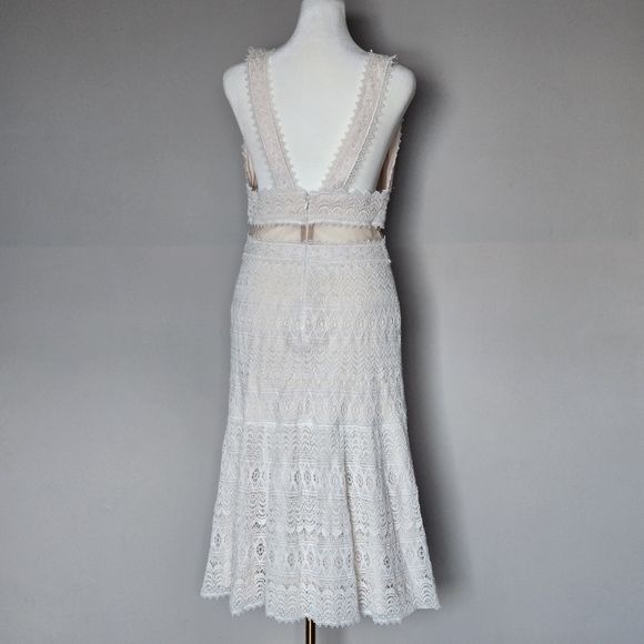 Tadashi Shoji ADELINA Unconventional Lace Floral Midi Dress Ivory Petal Size 4 - Picture 11 of 12